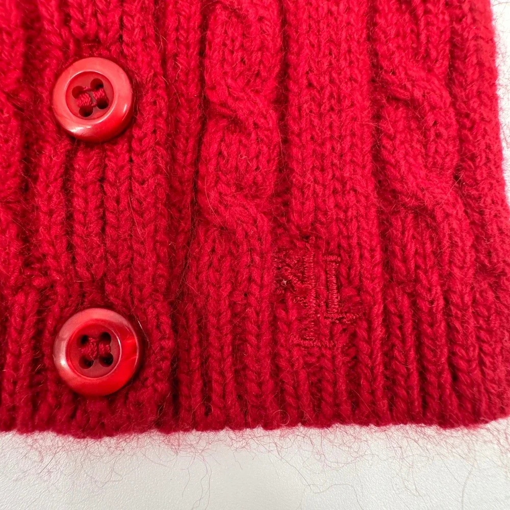 Ralph Lauren Cable Knit Academia Preppy Holiday Rabbit Hair Wool Red Scarf 10x60